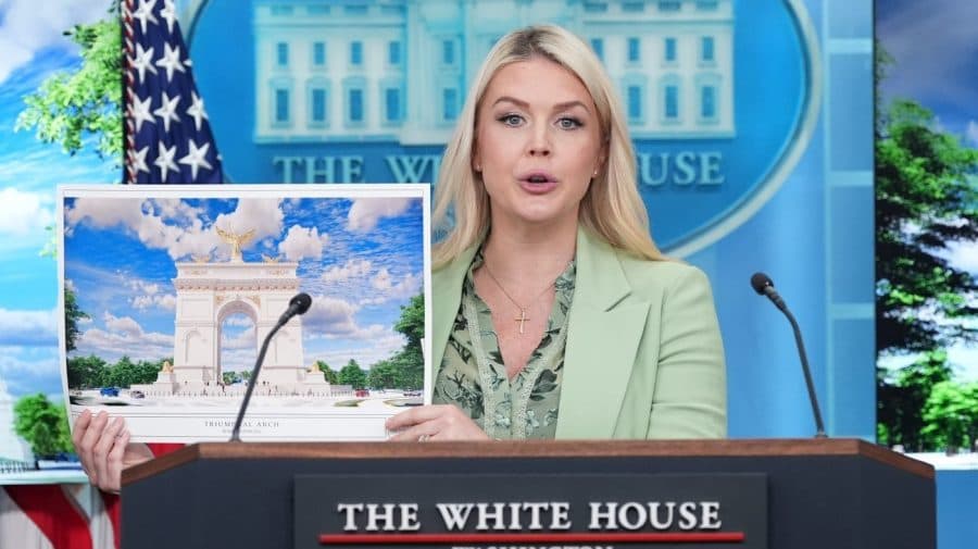 Leavitt says Interior will submit plans to begin construction of 250ft Trump arch